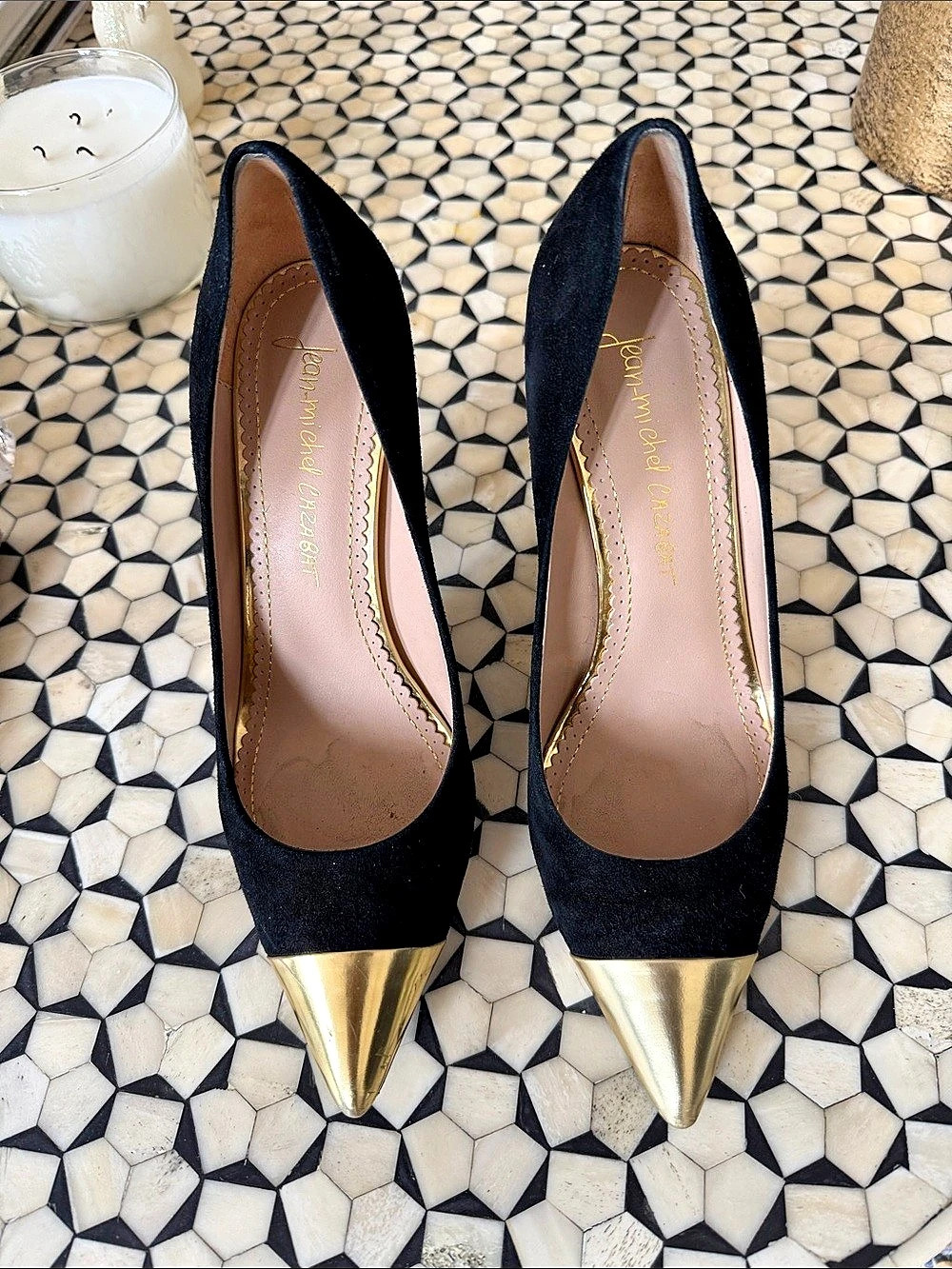 Jean-Michel Cazabat Metal Toe Pump Black & Gold EU 39.5